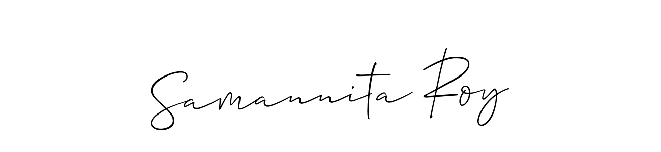 Allison_Script is a professional signature style that is perfect for those who want to add a touch of class to their signature. It is also a great choice for those who want to make their signature more unique. Get Samannita Roy name to fancy signature for free. Samannita Roy signature style 2 images and pictures png