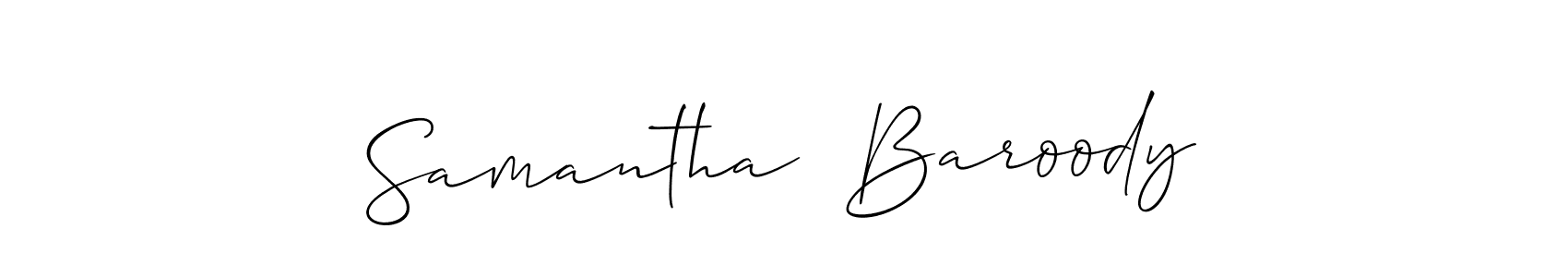 The best way (Allison_Script) to make a short signature is to pick only two or three words in your name. The name Samantha  Baroody include a total of six letters. For converting this name. Samantha  Baroody signature style 2 images and pictures png