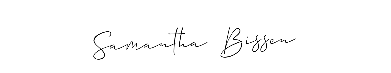 The best way (Allison_Script) to make a short signature is to pick only two or three words in your name. The name Samantha  Bissen include a total of six letters. For converting this name. Samantha  Bissen signature style 2 images and pictures png