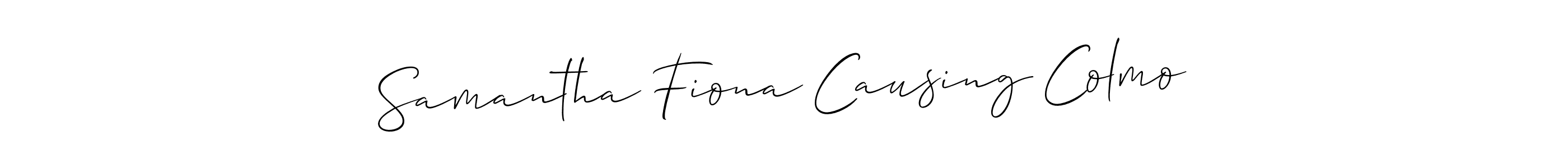 See photos of Samantha Fiona Causing Colmo official signature by Spectra . Check more albums & portfolios. Read reviews & check more about Allison_Script font. Samantha Fiona Causing Colmo signature style 2 images and pictures png