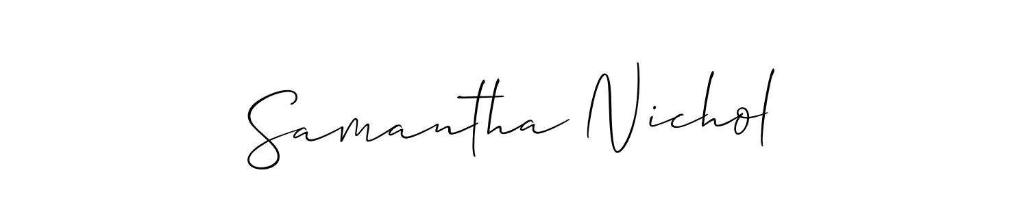 This is the best signature style for the Samantha Nichol name. Also you like these signature font (Allison_Script). Mix name signature. Samantha Nichol signature style 2 images and pictures png