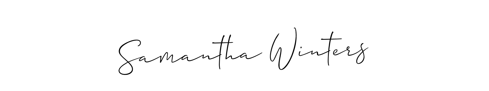 The best way (Allison_Script) to make a short signature is to pick only two or three words in your name. The name Samantha Winters include a total of six letters. For converting this name. Samantha Winters signature style 2 images and pictures png