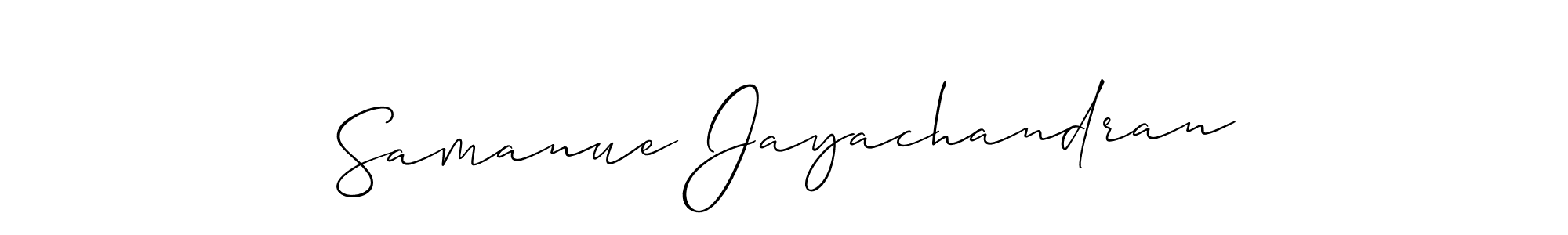 Allison_Script is a professional signature style that is perfect for those who want to add a touch of class to their signature. It is also a great choice for those who want to make their signature more unique. Get Samanue Jayachandran name to fancy signature for free. Samanue Jayachandran signature style 2 images and pictures png