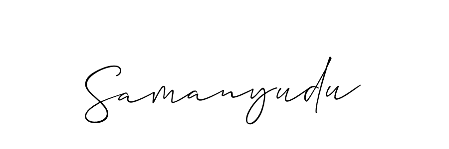 Use a signature maker to create a handwritten signature online. With this signature software, you can design (Allison_Script) your own signature for name Samanyudu. Samanyudu signature style 2 images and pictures png