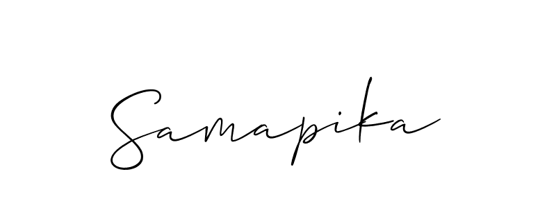 The best way (Allison_Script) to make a short signature is to pick only two or three words in your name. The name Samapika include a total of six letters. For converting this name. Samapika signature style 2 images and pictures png