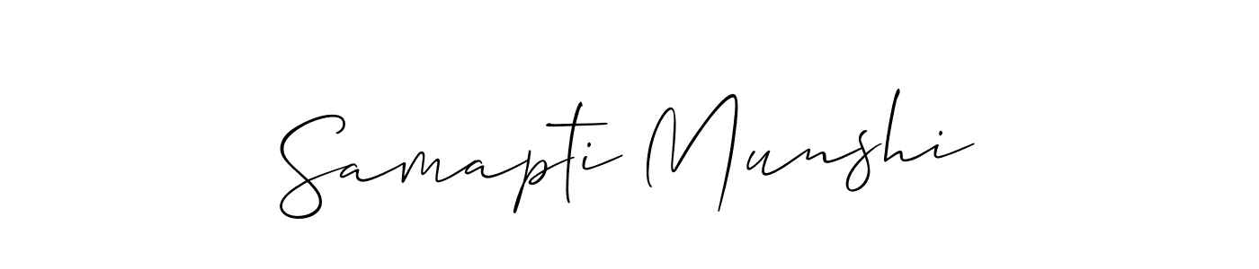 Also You can easily find your signature by using the search form. We will create Samapti Munshi name handwritten signature images for you free of cost using Allison_Script sign style. Samapti Munshi signature style 2 images and pictures png