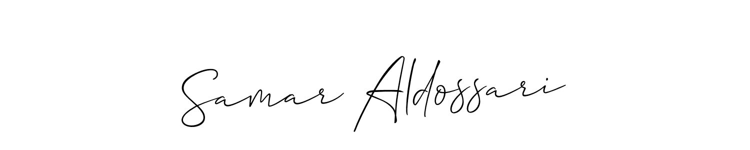 Make a beautiful signature design for name Samar Aldossari. With this signature (Allison_Script) style, you can create a handwritten signature for free. Samar Aldossari signature style 2 images and pictures png