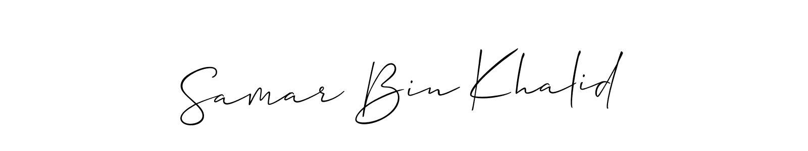 Also You can easily find your signature by using the search form. We will create Samar Bin Khalid name handwritten signature images for you free of cost using Allison_Script sign style. Samar Bin Khalid signature style 2 images and pictures png