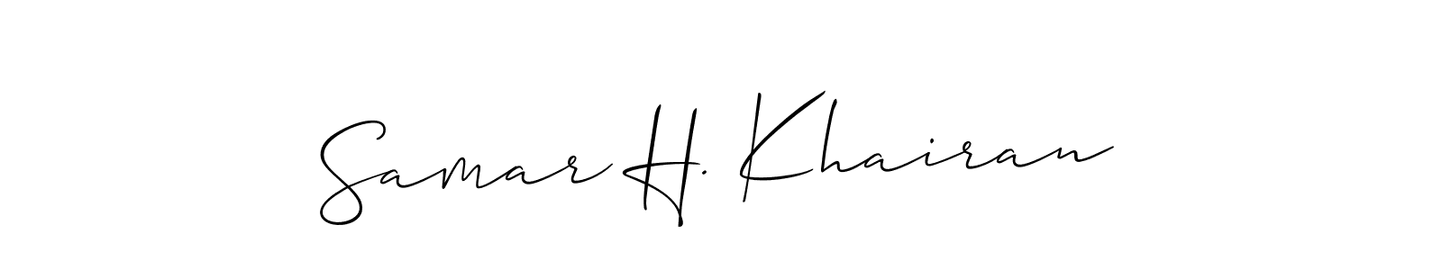 It looks lik you need a new signature style for name Samar H. Khairan. Design unique handwritten (Allison_Script) signature with our free signature maker in just a few clicks. Samar H. Khairan signature style 2 images and pictures png