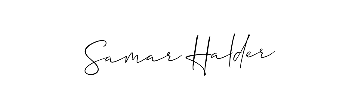 How to make Samar Halder signature? Allison_Script is a professional autograph style. Create handwritten signature for Samar Halder name. Samar Halder signature style 2 images and pictures png