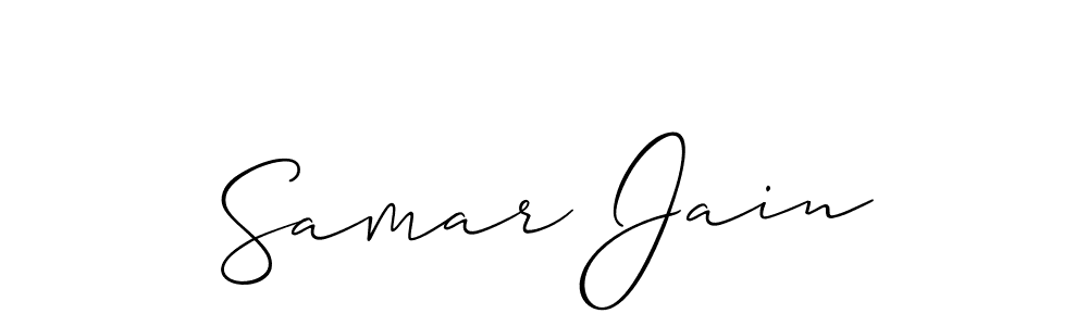 Also You can easily find your signature by using the search form. We will create Samar Jain name handwritten signature images for you free of cost using Allison_Script sign style. Samar Jain signature style 2 images and pictures png