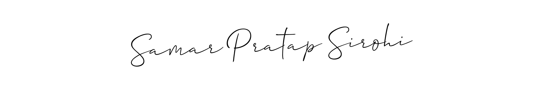 How to make Samar Pratap Sirohi name signature. Use Allison_Script style for creating short signs online. This is the latest handwritten sign. Samar Pratap Sirohi signature style 2 images and pictures png