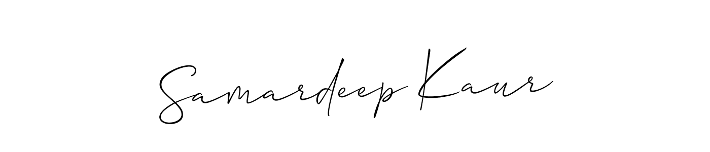 Make a beautiful signature design for name Samardeep Kaur. With this signature (Allison_Script) style, you can create a handwritten signature for free. Samardeep Kaur signature style 2 images and pictures png