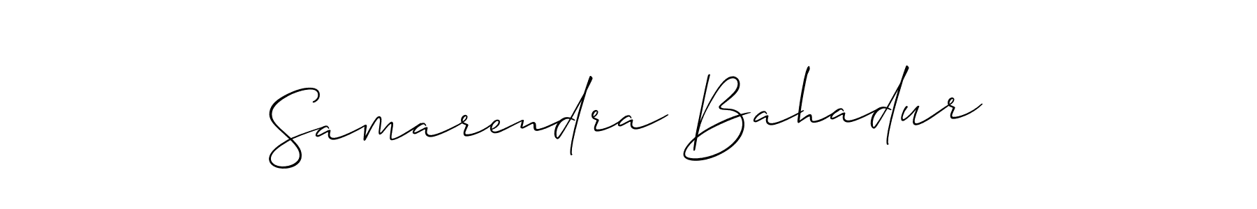 Allison_Script is a professional signature style that is perfect for those who want to add a touch of class to their signature. It is also a great choice for those who want to make their signature more unique. Get Samarendra Bahadur name to fancy signature for free. Samarendra Bahadur signature style 2 images and pictures png