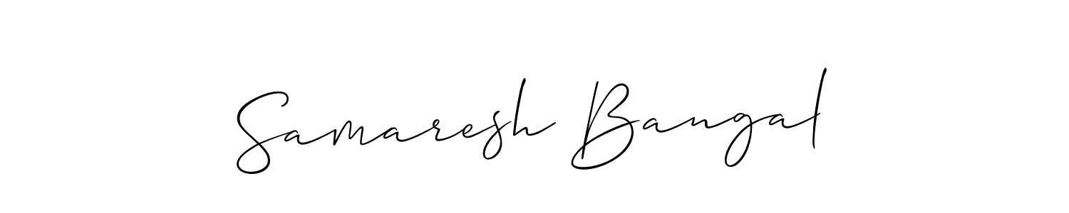 The best way (Allison_Script) to make a short signature is to pick only two or three words in your name. The name Samaresh Bangal include a total of six letters. For converting this name. Samaresh Bangal signature style 2 images and pictures png