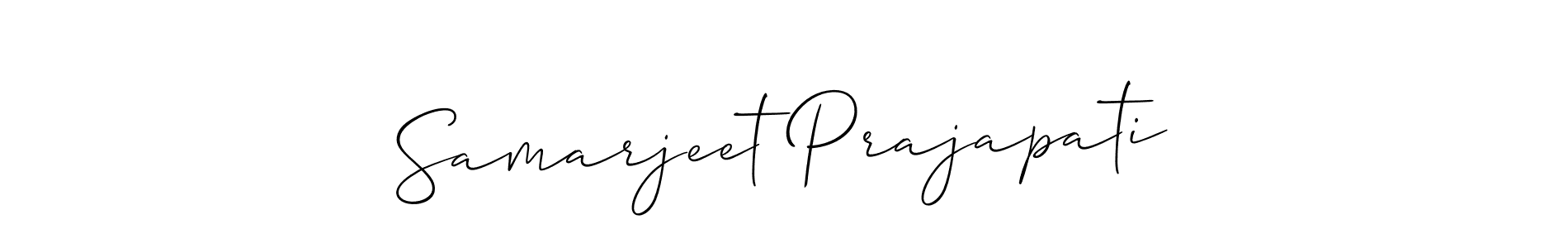 You should practise on your own different ways (Allison_Script) to write your name (Samarjeet Prajapati) in signature. don't let someone else do it for you. Samarjeet Prajapati signature style 2 images and pictures png