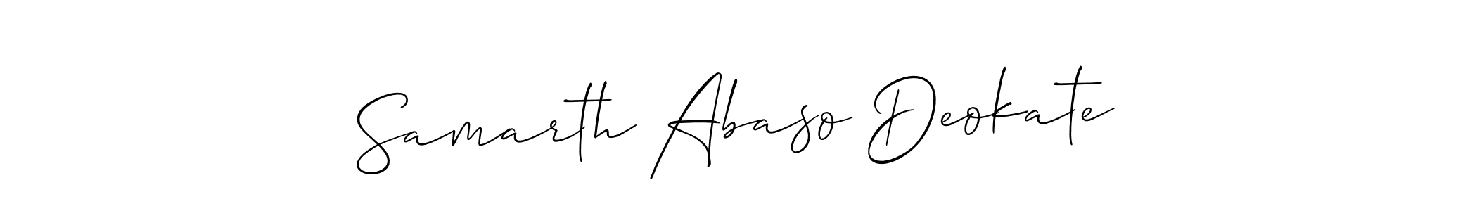 Allison_Script is a professional signature style that is perfect for those who want to add a touch of class to their signature. It is also a great choice for those who want to make their signature more unique. Get Samarth Abaso Deokate name to fancy signature for free. Samarth Abaso Deokate signature style 2 images and pictures png