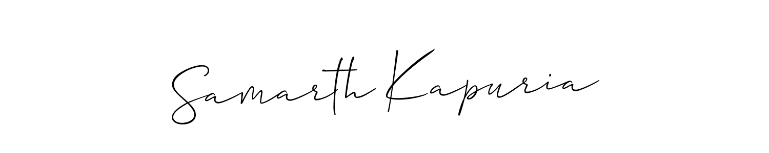 You should practise on your own different ways (Allison_Script) to write your name (Samarth Kapuria) in signature. don't let someone else do it for you. Samarth Kapuria signature style 2 images and pictures png