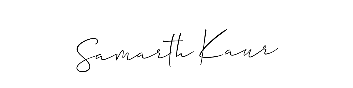 The best way (Allison_Script) to make a short signature is to pick only two or three words in your name. The name Samarth Kaur include a total of six letters. For converting this name. Samarth Kaur signature style 2 images and pictures png