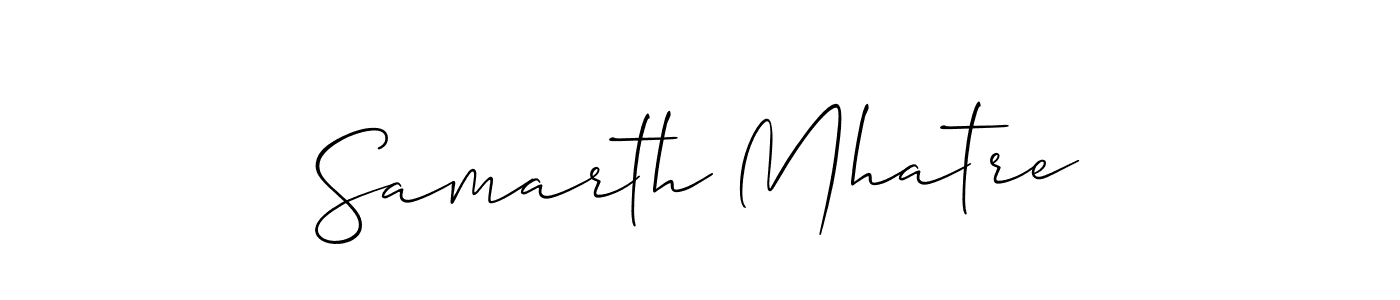 You should practise on your own different ways (Allison_Script) to write your name (Samarth Mhatre) in signature. don't let someone else do it for you. Samarth Mhatre signature style 2 images and pictures png