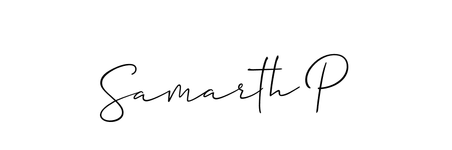 How to make Samarth P signature? Allison_Script is a professional autograph style. Create handwritten signature for Samarth P name. Samarth P signature style 2 images and pictures png