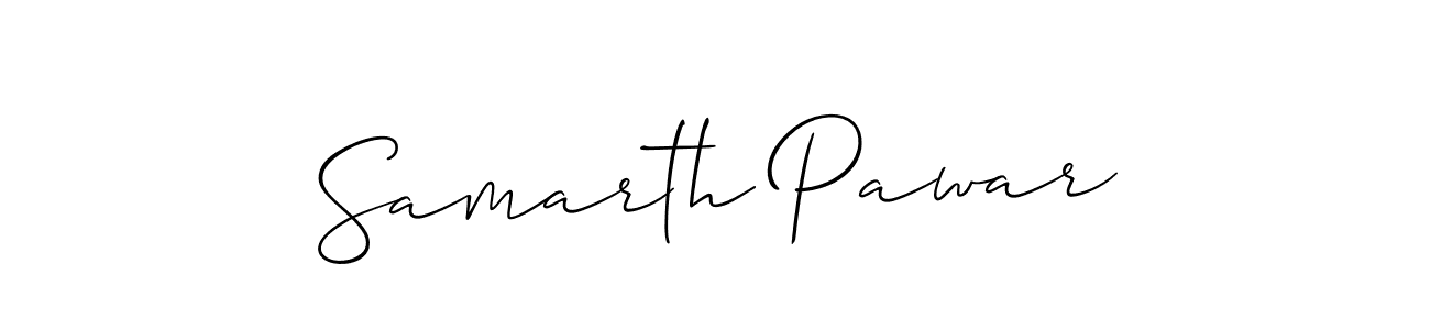 The best way (Allison_Script) to make a short signature is to pick only two or three words in your name. The name Samarth Pawar include a total of six letters. For converting this name. Samarth Pawar signature style 2 images and pictures png