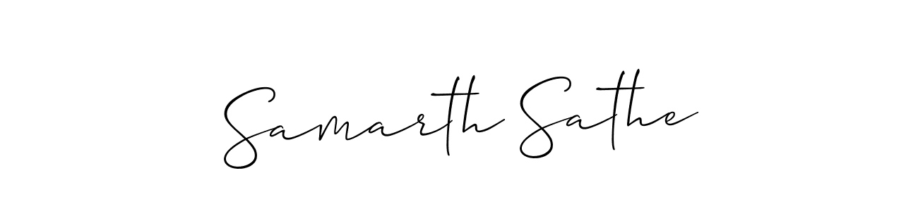You should practise on your own different ways (Allison_Script) to write your name (Samarth Sathe) in signature. don't let someone else do it for you. Samarth Sathe signature style 2 images and pictures png