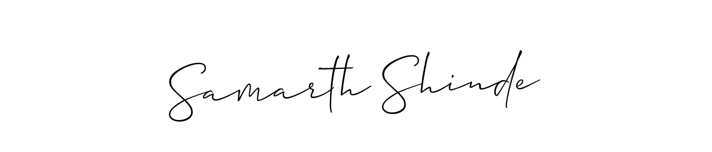 The best way (Allison_Script) to make a short signature is to pick only two or three words in your name. The name Samarth Shinde include a total of six letters. For converting this name. Samarth Shinde signature style 2 images and pictures png