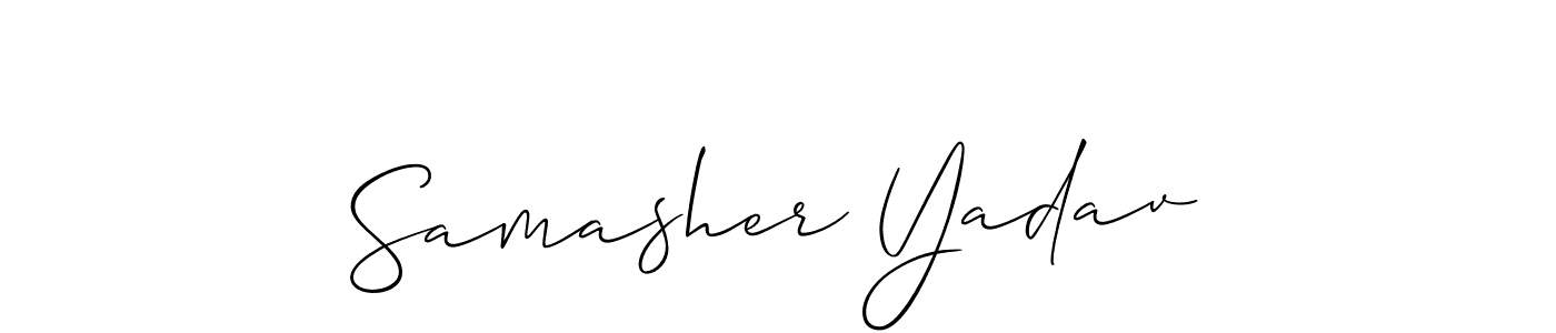 Also You can easily find your signature by using the search form. We will create Samasher Yadav name handwritten signature images for you free of cost using Allison_Script sign style. Samasher Yadav signature style 2 images and pictures png