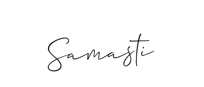 The best way (Allison_Script) to make a short signature is to pick only two or three words in your name. The name Samasti include a total of six letters. For converting this name. Samasti signature style 2 images and pictures png