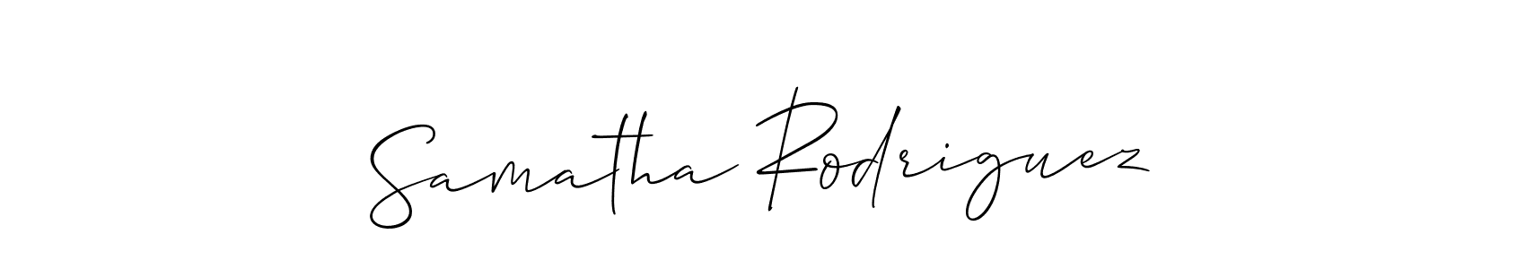The best way (Allison_Script) to make a short signature is to pick only two or three words in your name. The name Samatha Rodriguez include a total of six letters. For converting this name. Samatha Rodriguez signature style 2 images and pictures png