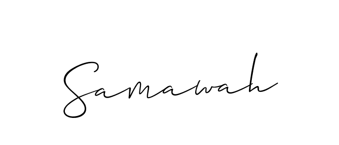 Use a signature maker to create a handwritten signature online. With this signature software, you can design (Allison_Script) your own signature for name Samawah. Samawah signature style 2 images and pictures png