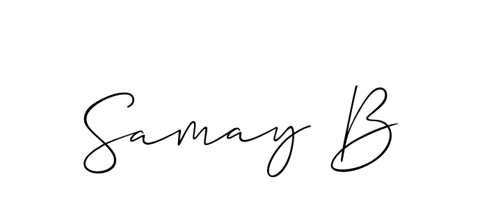 Create a beautiful signature design for name Samay B. With this signature (Allison_Script) fonts, you can make a handwritten signature for free. Samay B signature style 2 images and pictures png