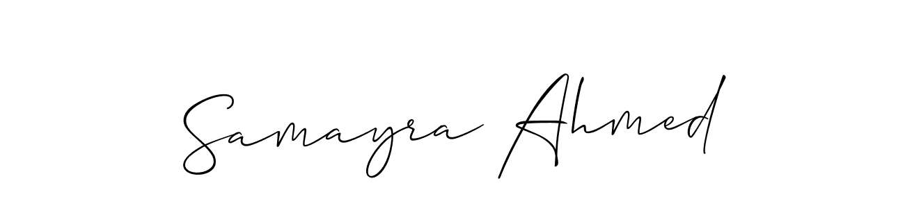 Make a beautiful signature design for name Samayra Ahmed. With this signature (Allison_Script) style, you can create a handwritten signature for free. Samayra Ahmed signature style 2 images and pictures png