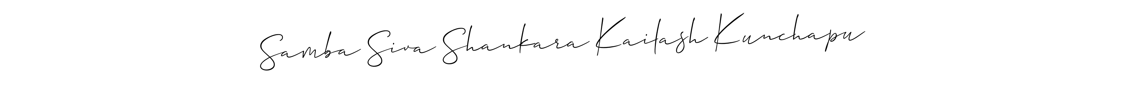 Create a beautiful signature design for name Samba Siva Shankara Kailash Kunchapu. With this signature (Allison_Script) fonts, you can make a handwritten signature for free. Samba Siva Shankara Kailash Kunchapu signature style 2 images and pictures png