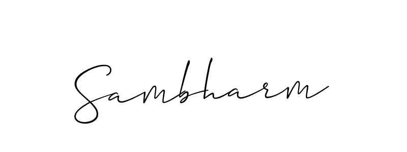 The best way (Allison_Script) to make a short signature is to pick only two or three words in your name. The name Sambharm include a total of six letters. For converting this name. Sambharm signature style 2 images and pictures png