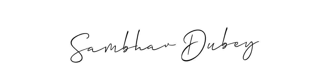 Also You can easily find your signature by using the search form. We will create Sambhav Dubey name handwritten signature images for you free of cost using Allison_Script sign style. Sambhav Dubey signature style 2 images and pictures png