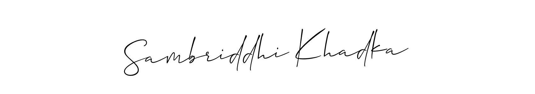 Also You can easily find your signature by using the search form. We will create Sambriddhi Khadka name handwritten signature images for you free of cost using Allison_Script sign style. Sambriddhi Khadka signature style 2 images and pictures png