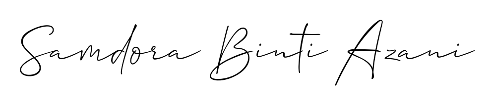 A stylish, flowing autograph style designed for name Samdora Binti Azani using Allison_Script typography. Perfect for digital creative projects. Samdora Binti Azani signature style 2 images and pictures png