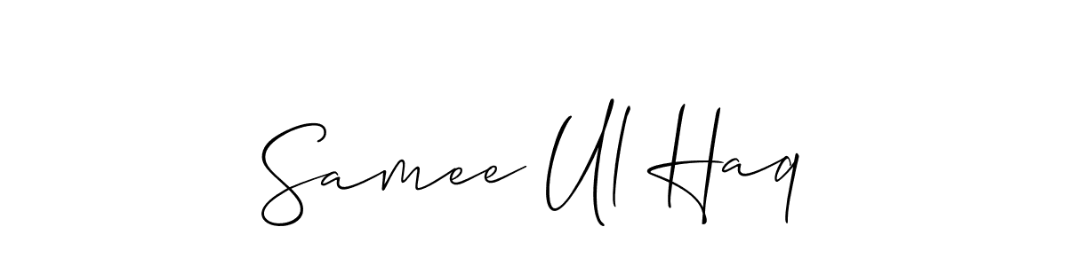 Use a signature maker to create a handwritten signature online. With this signature software, you can design (Allison_Script) your own signature for name Samee Ul Haq. Samee Ul Haq signature style 2 images and pictures png