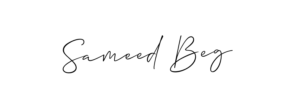 Create a beautiful signature design for name Sameed Beg. With this signature (Allison_Script) fonts, you can make a handwritten signature for free. Sameed Beg signature style 2 images and pictures png