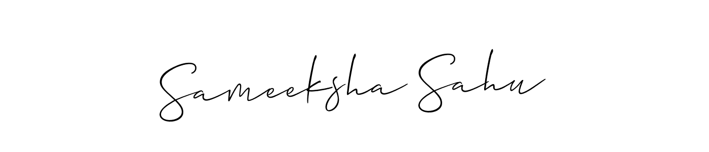 The best way (Allison_Script) to make a short signature is to pick only two or three words in your name. The name Sameeksha Sahu include a total of six letters. For converting this name. Sameeksha Sahu signature style 2 images and pictures png