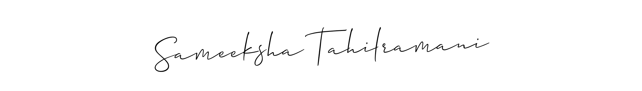 Also we have Sameeksha Tahilramani name is the best signature style. Create professional handwritten signature collection using Allison_Script autograph style. Sameeksha Tahilramani signature style 2 images and pictures png
