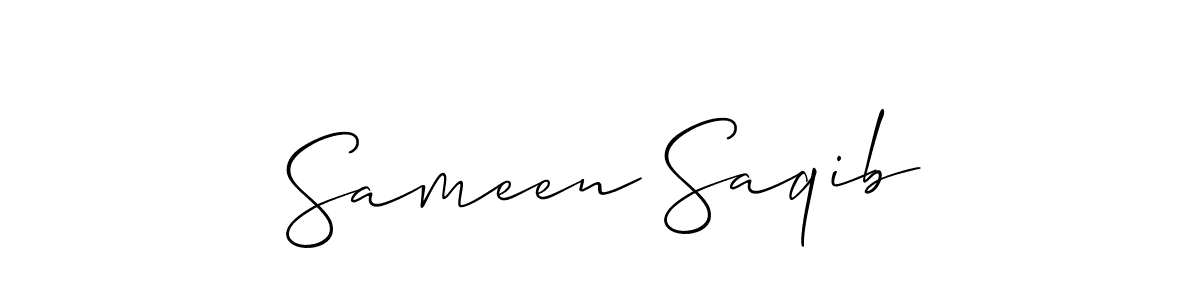 The best way (Allison_Script) to make a short signature is to pick only two or three words in your name. The name Sameen Saqib include a total of six letters. For converting this name. Sameen Saqib signature style 2 images and pictures png