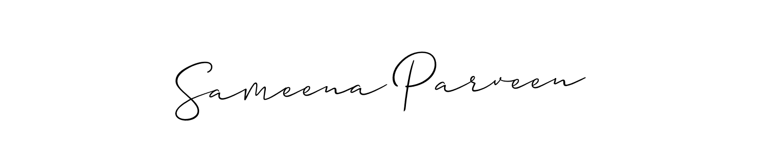 The best way (Allison_Script) to make a short signature is to pick only two or three words in your name. The name Sameena Parveen include a total of six letters. For converting this name. Sameena Parveen signature style 2 images and pictures png