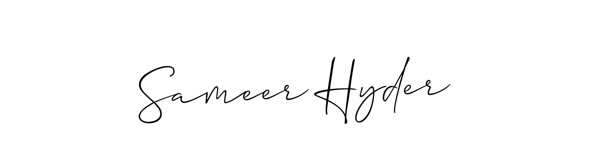 It looks lik you need a new signature style for name Sameer Hyder. Design unique handwritten (Allison_Script) signature with our free signature maker in just a few clicks. Sameer Hyder signature style 2 images and pictures png