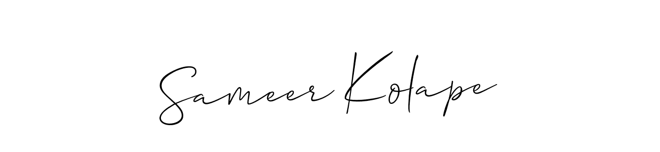 Use a signature maker to create a handwritten signature online. With this signature software, you can design (Allison_Script) your own signature for name Sameer Kolape. Sameer Kolape signature style 2 images and pictures png