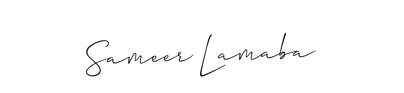 This is the best signature style for the Sameer Lamaba name. Also you like these signature font (Allison_Script). Mix name signature. Sameer Lamaba signature style 2 images and pictures png