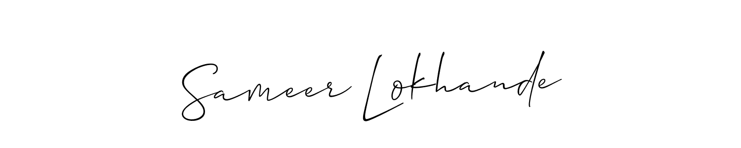 if you are searching for the best signature style for your name Sameer Lokhande. so please give up your signature search. here we have designed multiple signature styles  using Allison_Script. Sameer Lokhande signature style 2 images and pictures png