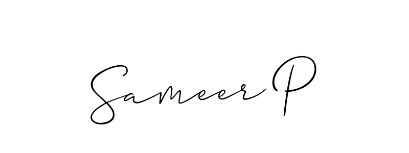 You should practise on your own different ways (Allison_Script) to write your name (Sameer P) in signature. don't let someone else do it for you. Sameer P signature style 2 images and pictures png